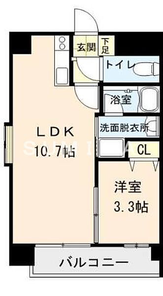 ピュア京橋 ｜岡山県岡山市北区京橋町(賃貸マンション1LDK・6階・33.58㎡)の写真 その2