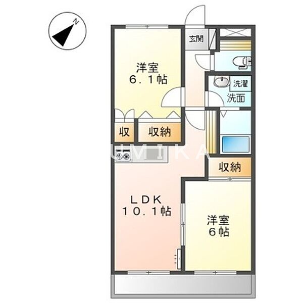 プロニティ　オオフク弐番館 ｜岡山県岡山市南区大福(賃貸アパート2LDK・2階・51.30㎡)の写真 その2