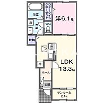 ハーレー　岡山I  ｜ 岡山県岡山市中区倉田（賃貸アパート1LDK・1階・50.05㎡） その2