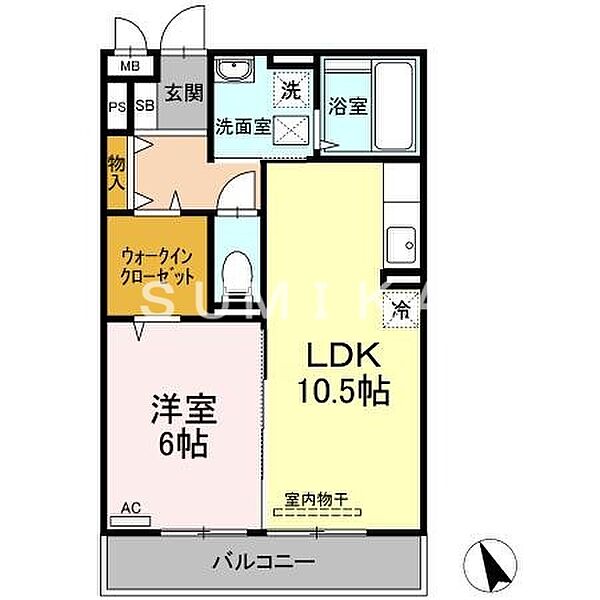 エスポワール青江 ｜岡山県岡山市北区青江1丁目(賃貸アパート1LDK・2階・45.04㎡)の写真 その2