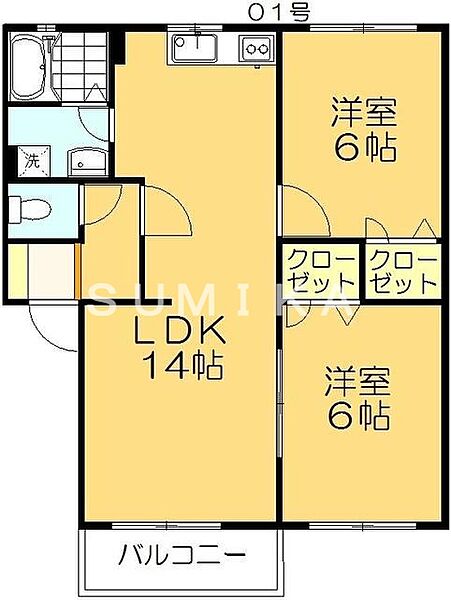 サンフラワーA ｜岡山県岡山市南区西市(賃貸アパート2LDK・2階・54.65㎡)の写真 その2