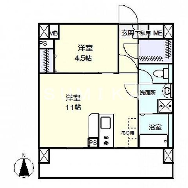 Ｖｅｔｓ　Ｕ　ＢＬＤ ｜岡山県岡山市北区国体町(賃貸マンション1LDK・6階・39.23㎡)の写真 その2