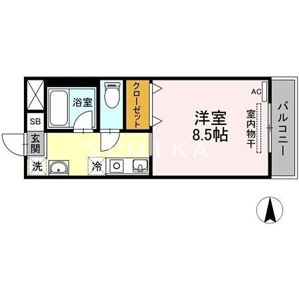 マメゾン三野 ｜岡山県岡山市北区三野3丁目(賃貸マンション1R・3階・25.60㎡)の写真 その2