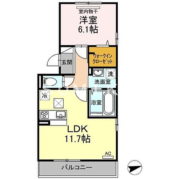 カーサ・ソレイユII ｜岡山県岡山市中区兼基(賃貸アパート1LDK・1階・44.62㎡)の写真 その2