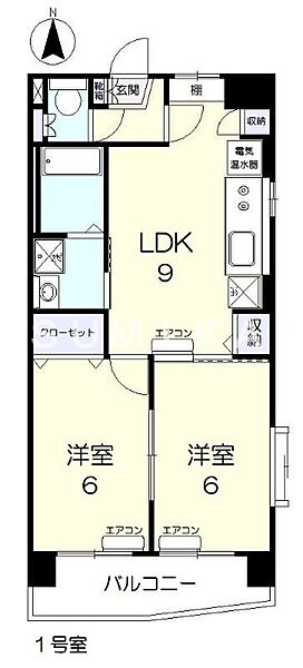 サングレース ｜岡山県岡山市北区中仙道2丁目(賃貸マンション2LDK・5階・48.52㎡)の写真 その2