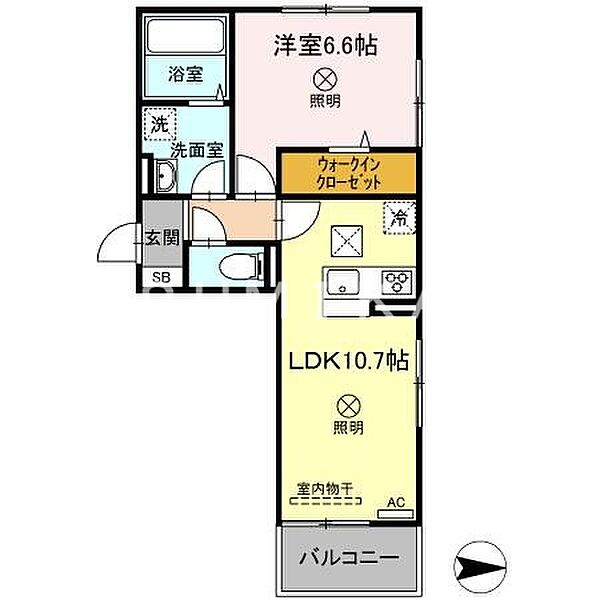 クレールD棟 ｜岡山県岡山市北区大安寺東町(賃貸アパート1LDK・2階・42.95㎡)の写真 その2