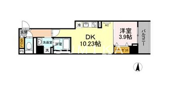 雅メゾン ｜岡山県岡山市北区富田町1丁目(賃貸マンション1LDK・3階・37.91㎡)の写真 その2