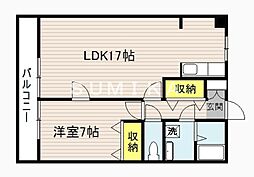 アークハイツ鹿田 4階1LDKの間取り