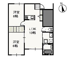 サンプラザスマイル　D棟  ｜ 岡山県岡山市中区雄町（賃貸アパート2LDK・2階・65.41㎡） その2