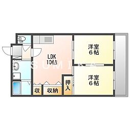 第二大興ビル 2LDKの間取図画像