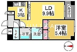 クレストシティ中井町 7階1LDKの間取り