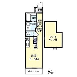 フィユメゾン学南町 ワンルームの間取図画像