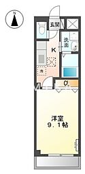 ルミエール 1階1Kの間取り