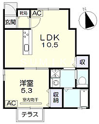 ａｒａｎｃｉａ青江C棟 1階1LDKの間取り