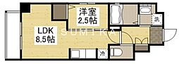 月光 千日前 5階1LDKの間取り