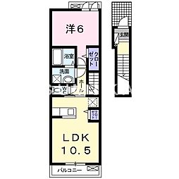 チェリーガーデン 2階1LDKの間取り