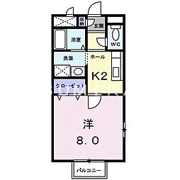 サンライズ富田 1Kの間取図画像