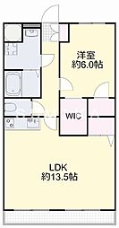 リシェス明日香 1LDKの間取図画像