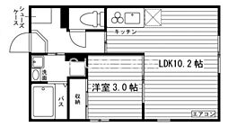 ドミール青江 1LDKの間取図画像