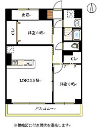 グランスクエア岡山駅西 2LDKの間取図画像