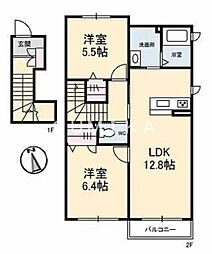 メゾンプレジール 2LDKの間取図画像