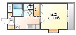 アルペジオ富町 1Kの間取図画像