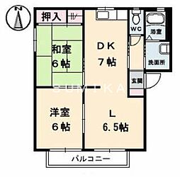 エスティー新福C棟 2LDKの間取図画像