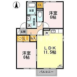 第2母恩 2LDKの間取図画像