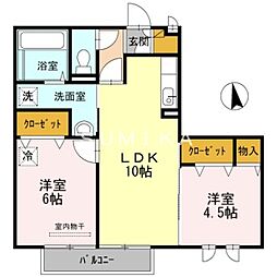 スプリングフィールドB 2LDKの間取図画像