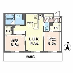 レーベンエイトII 2LDKの間取図画像
