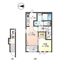 ベルマティネ 1LDKの間取図画像