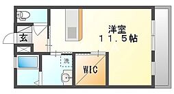 ウエスト・グランディール ワンルームの間取図画像