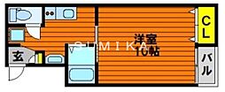 アーバンネット新屋敷 1Kの間取図画像