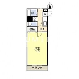 フォレスト東古松 1Kの間取図画像