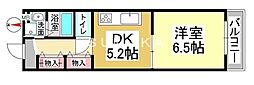 COCO新屋敷 1DKの間取図画像