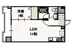 フォンティーヌ弓之町 1LDKの間取図画像