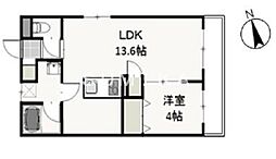 ポルト・ボヌール 1LDKの間取図画像