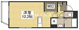 MiRiA大供 ワンルームの間取図画像