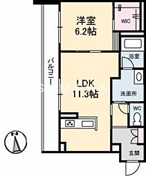 フェリシエール 1LDKの間取図画像