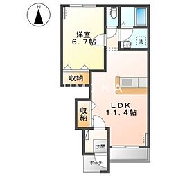 エスペランサ山崎 1LDKの間取図画像