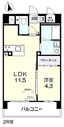 サンセール東古松2 1LDKの間取図画像