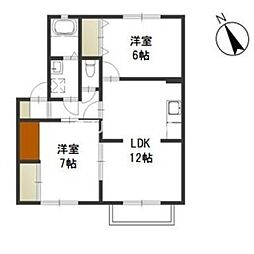 ベルエポック原尾島A 2LDKの間取図画像