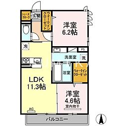 ハーベスト 2LDKの間取図画像