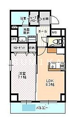 ハートフル医大西 1LDKの間取図画像