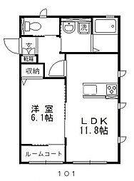 ピュアハイム・アイリス1 1LDKの間取図画像