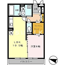 パルミラ弐番館 1LDKの間取図画像