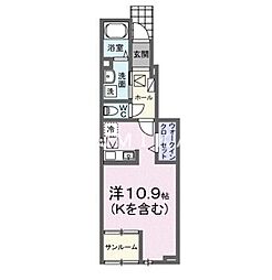 マーベラスK3B ワンルームの間取図画像