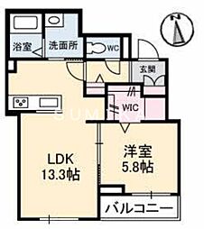 ツアンガーデンB 1LDKの間取図画像