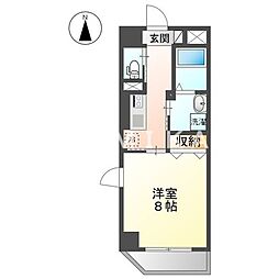 グランソート柳町 1Kの間取図画像