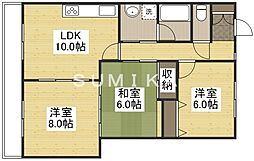 レジデンスイズミ 3LDKの間取図画像